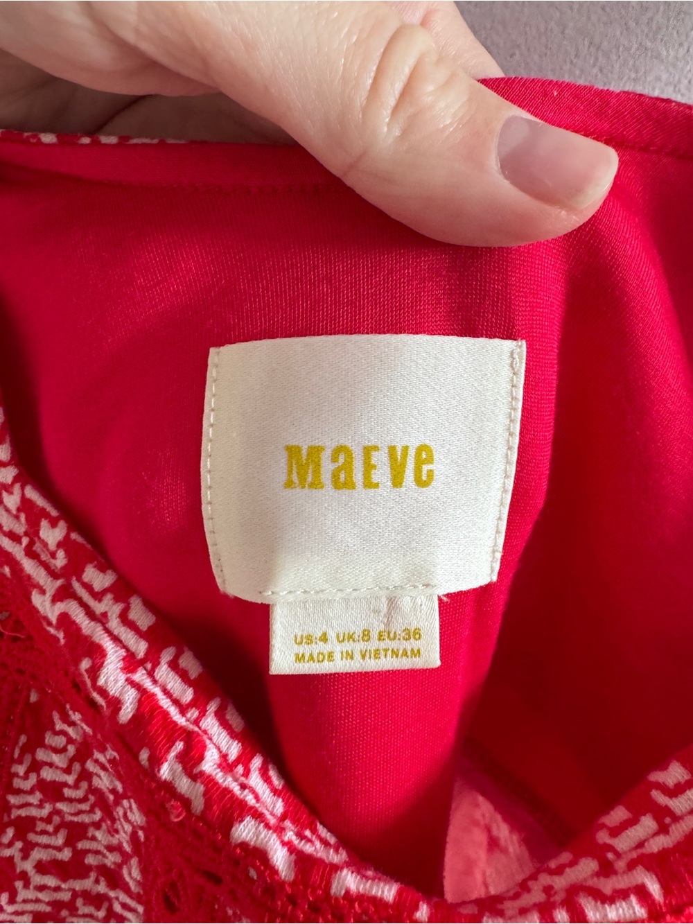 Maeve - Red and White Patterned Mini Dress - Picture 2 of 6